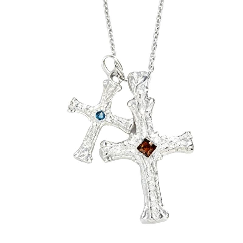 

Punk Style Double Crucifix Pendant Necklace Stylish Alloy Jewelry Gift For Women Trendy Everyday Wear Neckchain 1