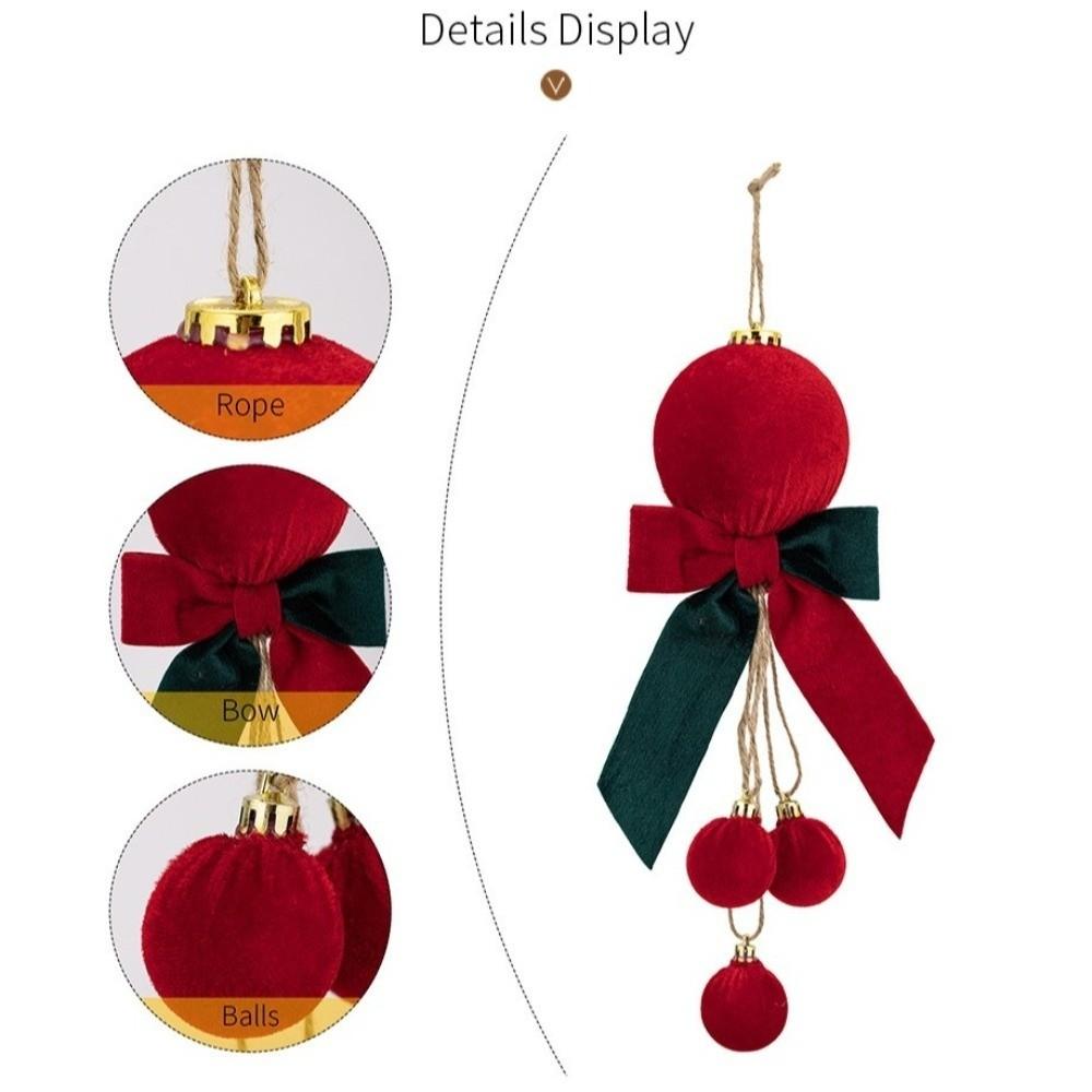 Velvet Ball Bow Pendant Ball Tassel Xmas Tree Hanging Charm Fireplace Hanging