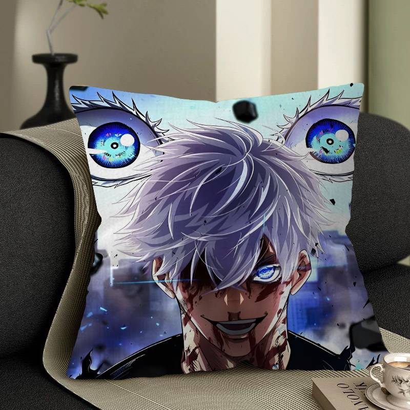 Jujutsu Kaisen Satoru Gojo Cushion Cover Polyester Sofa Cushions Decorative Throw Pillows Home Decoration Pillowcover