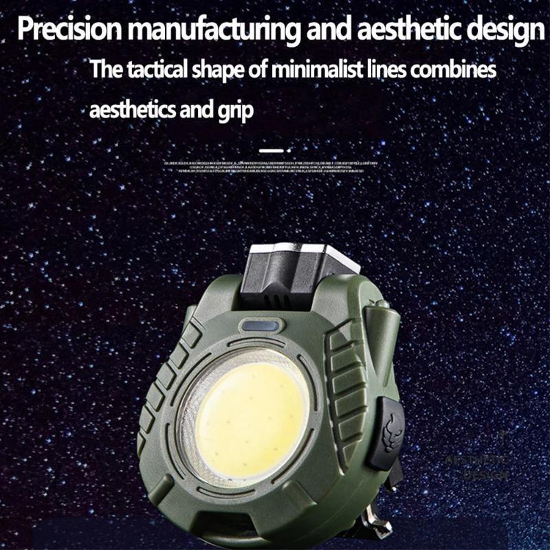 Multifunctional COB Keychain Light with Hand Wave Sensor Portable Clip-on LED Flashlight Hat Headlight for Outdoor Working