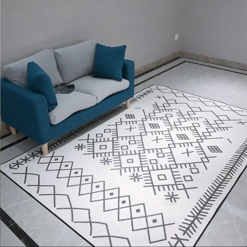 Minimalist Line Art Area Rug for Living Room Bedroom Machine Washable Non-Slip Soft Floor Mat Home Decor