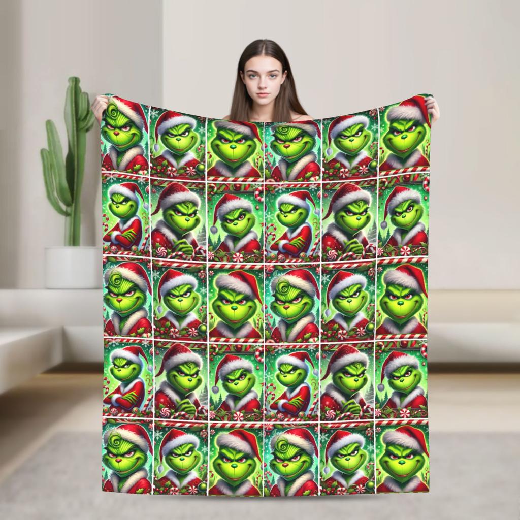 G-Grinchs Weihnachtsplaid Reisebüro Flanell Bettwäsche Überwürfe Für Schlafzimmer Super Weich Individuelle Qualität Tagesdecke Geschenkidee