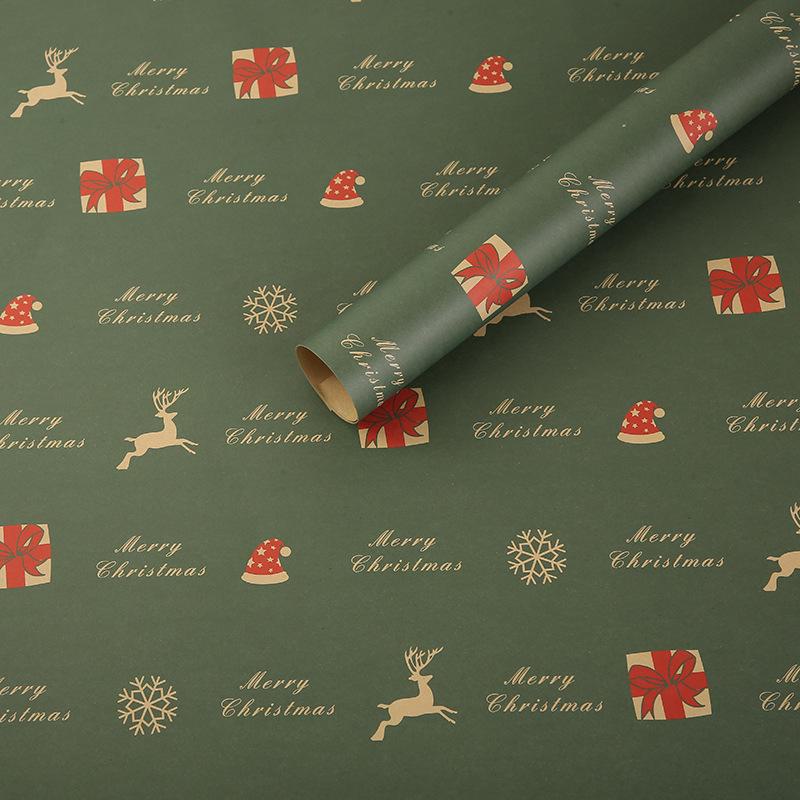 Christmas Gift Wrap: Thick Coated Paper with Trees & Elks