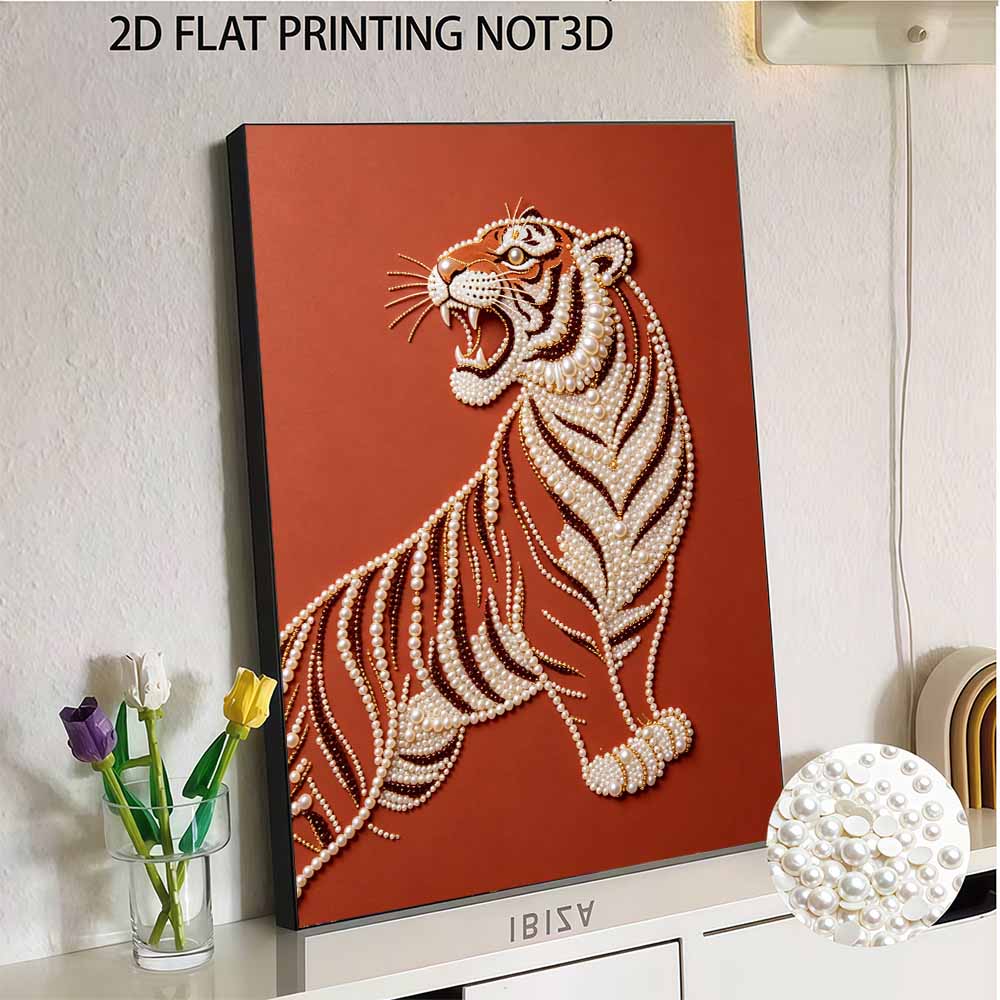 DIY Pearl Embroidery Diamond Painting Kit Fierce Tiger Sparkling Beads Art Craft Handmade Decoration Gift for Home