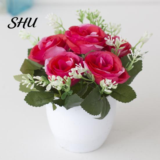 Flower Fake Plant Simulated Dinning Table Decor Artificial Pot Plastic Bedroom Imitation Potted for Home