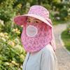 Breathable With Mask Picking Tea Hat Wide-brimmed Floral Sunshade Shawl Cap Thin Lightweight Neck Protection Hat Travel