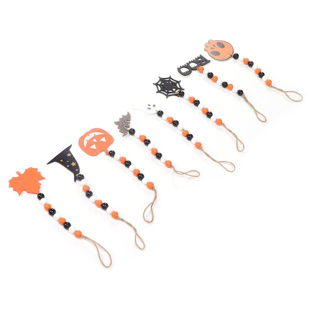 8 Pieces Halloween Farmhouse Bead Garland Wooden Pumpkin Wall Hanging Garland Ornaments for Hallowee