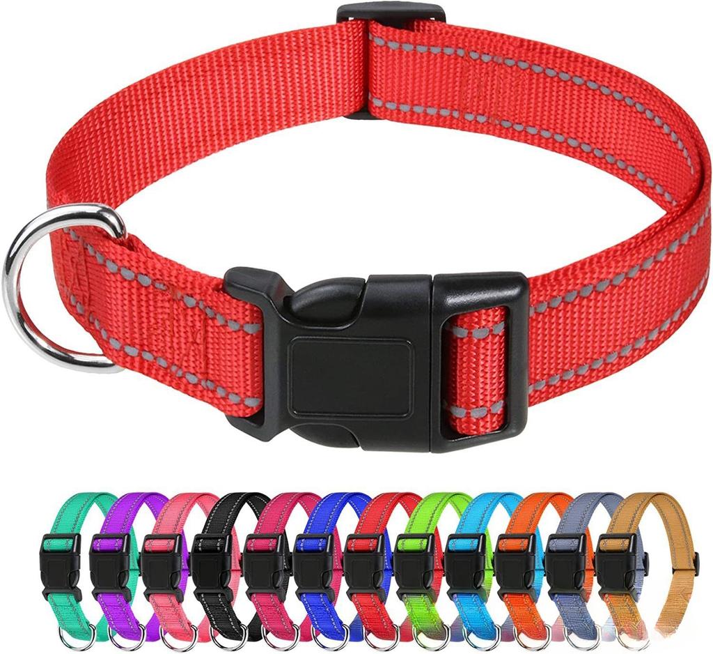 Reflective Dog Collar Soft Padded Breathable Safety Stripes Adjustable Cute Puppy Pet Necklace for Small Medium Large Dog