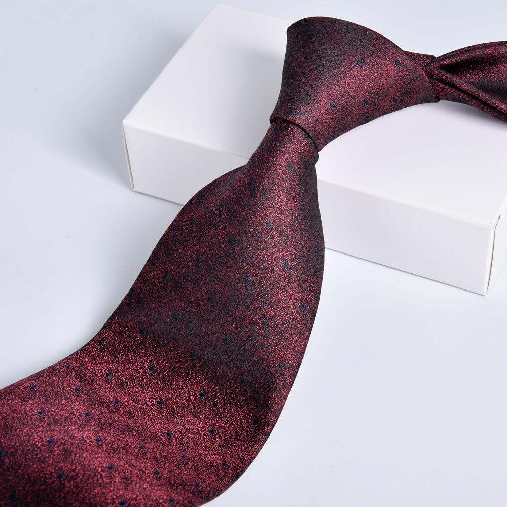 Men's Burgundy Striped Jacquard Formal Business Tie, 8cm Handmade Tie Decoration