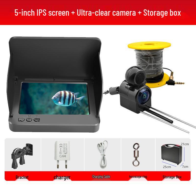 5.0-Inch HD Infrared Underwater Fish Finder with Wide-Angle Probe - Multilingual, Ideal for Ice Fishing and Night Vision