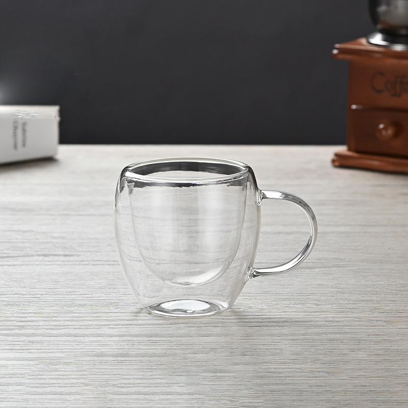 

Изысканная кружка-кофейник из стекла с двойными стенками, прозрачная стенка, высокоборосиликатное стекло, термостойкая ручка, чашка для эспрессо Ship with 24h