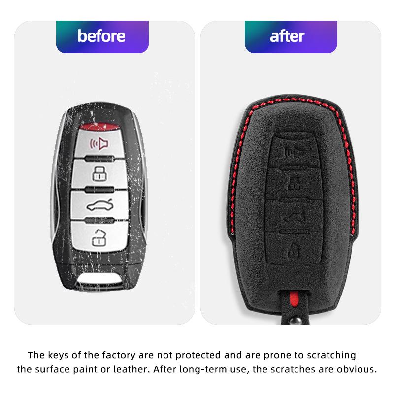 Alcantara Suede For Fob Haval Car Key Case H6 Third Generation Harvard M6 Package H2S Buckle F7X Housing F5 H4 H7/H8/H9