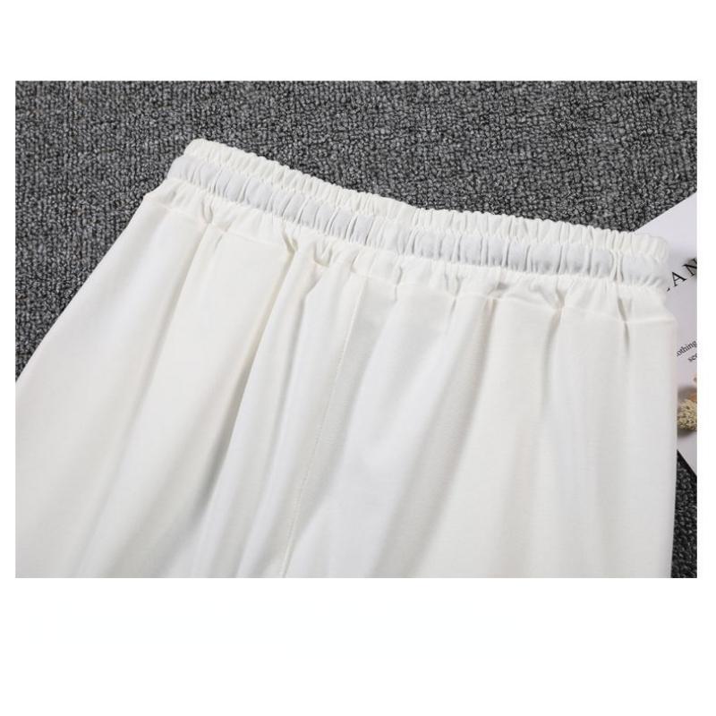 Širokonohé kalhoty Dámské Volný Vysoký Pas Tenké Jarní a Léto Zakryté Rovné Sportovní Ležérní Otevřené devítičtvrteční kalhoty