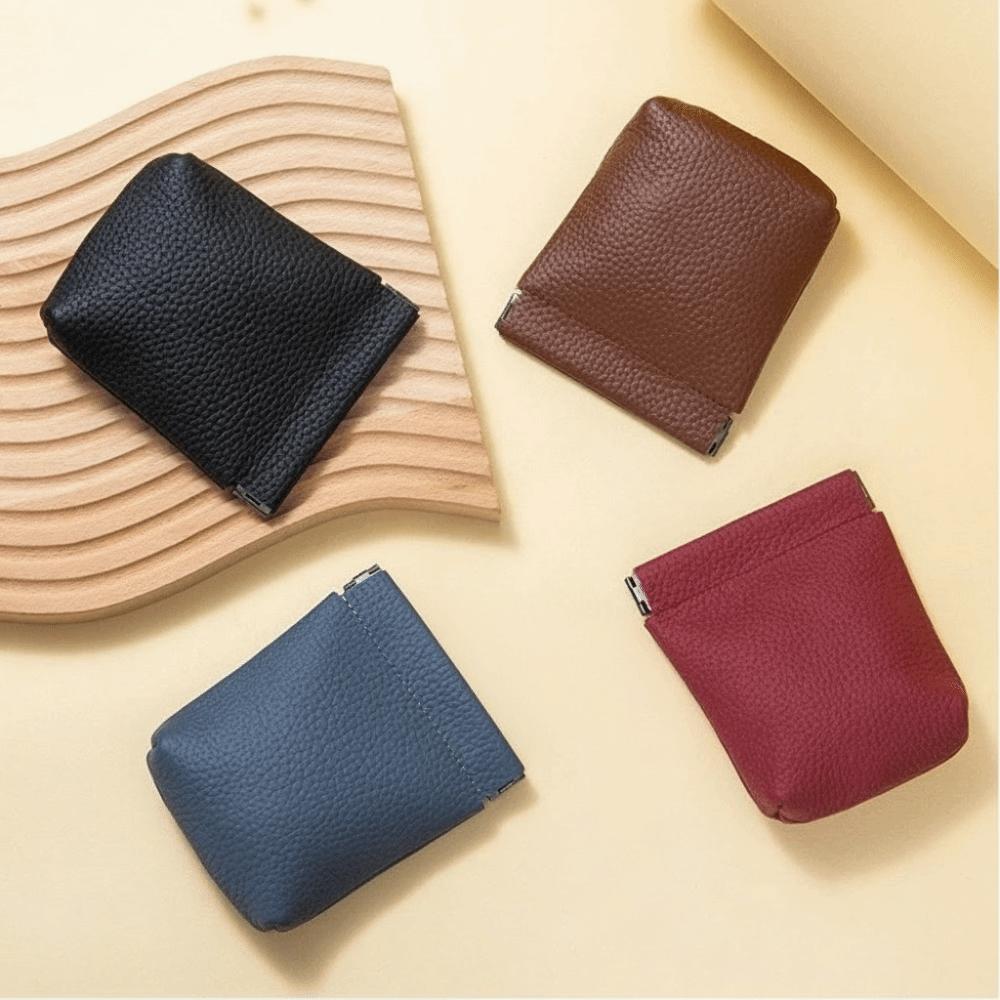 Portable Self-closing Mini Coin Purse Leather Solid Color Small Wallet Wallet Bag Men