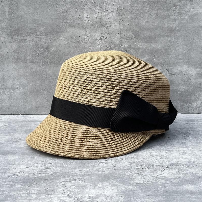 Face Small Age-Reducing Bow Dome Straw Cap Women'S Summer Straw Hat Travel Sun Protection Shade Baseball Hat
