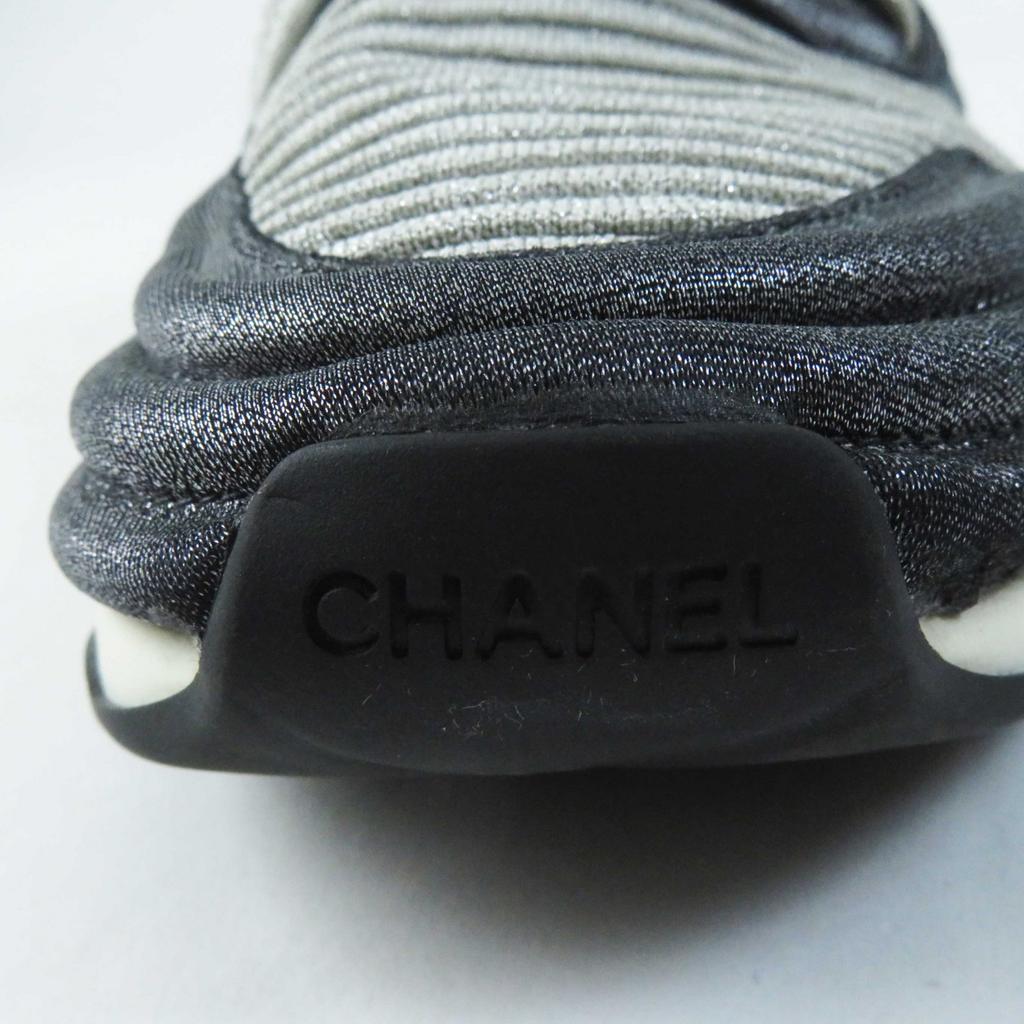 Very Good CHANEL Sneakers COCO Mark Logo Knit Sneakers/socks Gray Women 37.5 Used