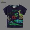 2024 Zomer Kinder T-shirt met Korte Mouwen en Lichtgevend Dierenwereld Patroon