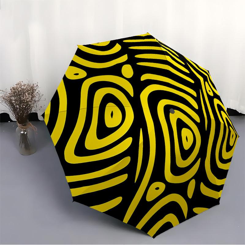 1pc Abstract Art Optical Illusion Automatic Folding Umbrella Portable Collapsible 8-Rib Umbrella for All Seasons, Casual Outdoor Accessory, B74