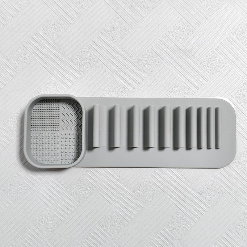 1Pc Multifunctional Washing and Drying Rack, Silicone Wall-Mounted Makeup Brush Drying Rack, Eyebrow Pencil and Eyeliner Storage Rack