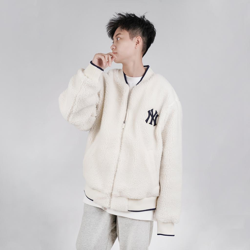 Nové sametové bundy MLB New York Yankees Unisex Slonová kost bílá 31JPF1061-50I