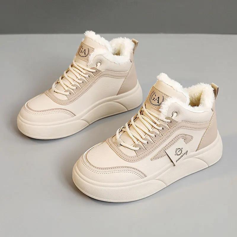 Fashion Women Chunky Sneakers Autumn Winter Warm Cotton Shoes Thick Plush Warm Wear-resistant Vulcanize Shoe Woman Fashion Platform Shoe