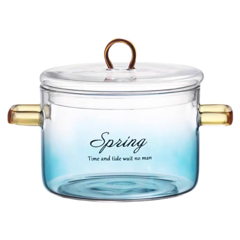 

Gradient Blue Glass Cooking Pot, 1500ml (Set of 2)