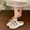 Sommer Überzehen-Web Damen Hausschuhe Elegant Bequem Slipper Slingback Mules Pantoletten Schuhe