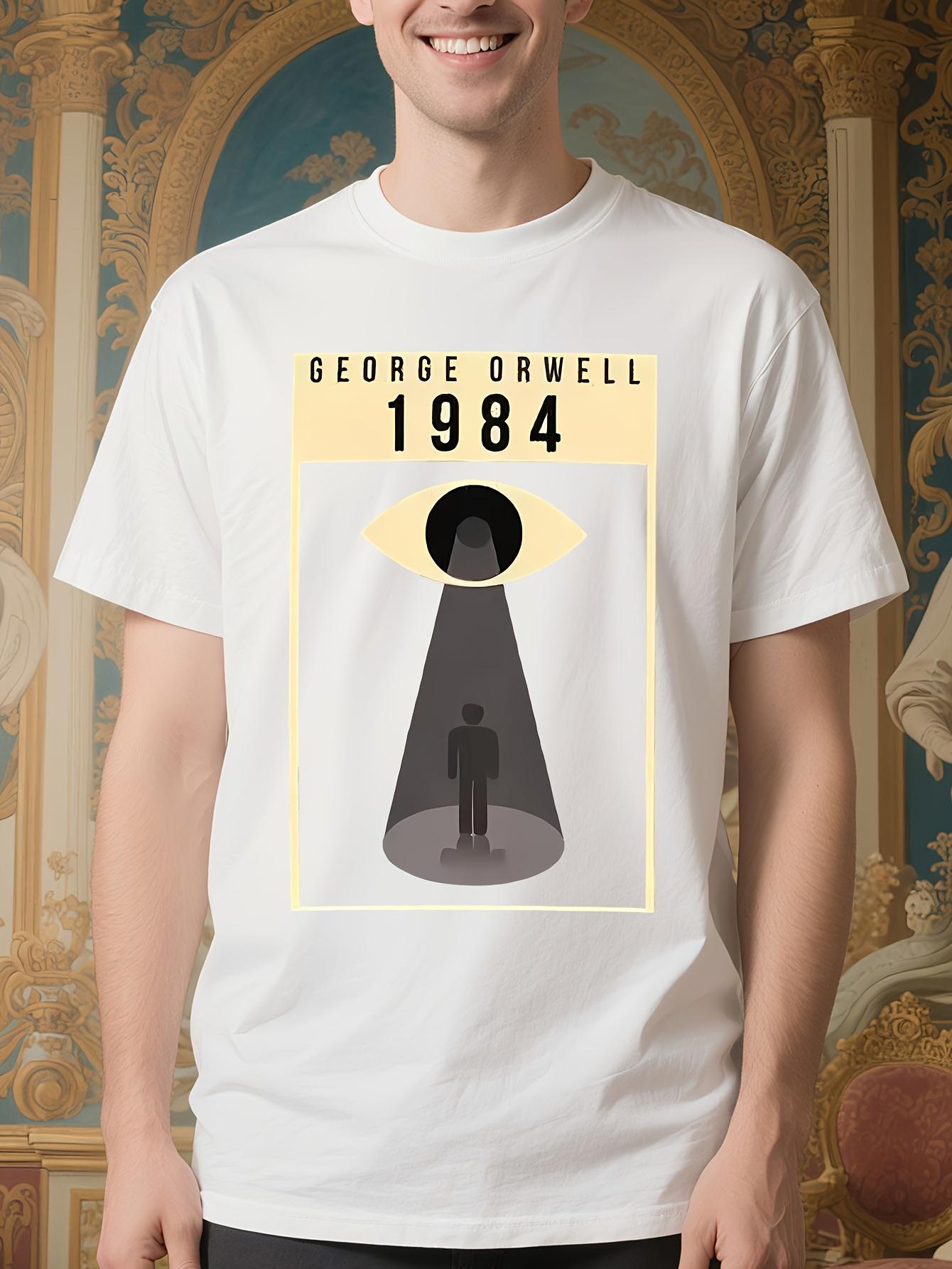 1984 Graphic Tshirt - White Tee with Bold Orwell Eye Design XXXXL