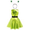 Girls Space Alien Dress Set Round Neck Sleeveless Contrast Waist Invisible Zipper Metallic Dress Hair Hoop