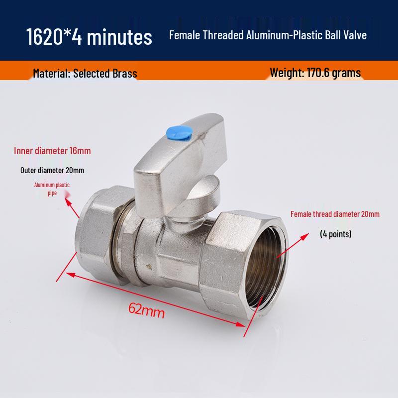 Solar Compression Ball Valve Switch with Aluminum-Plastic Pipe Fitting for Radiators 1/2" & 3/4" 2025 Model