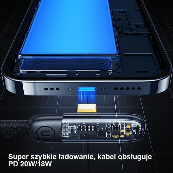 Usams Kabel Kątowy Usb-C Na Lightningpd 20W Fast Charging Iceflake Series 1,2M Czarny/Black Sj583Usb01 (Us-Sj583)