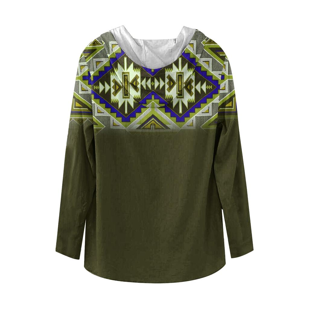 Potištěná pánská košile z bavlny a lnu s kapucí, dlouhý rukáv, s kapucí, jarní a letní, pro běžné denní nošení