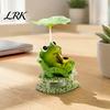 Lotus Leaf Shade Decor Rocking Frog Panda Figurine, Cute Resin Bobble Chair with Design, Unique Holiday Gifts Stress Relief Desk Ornament for