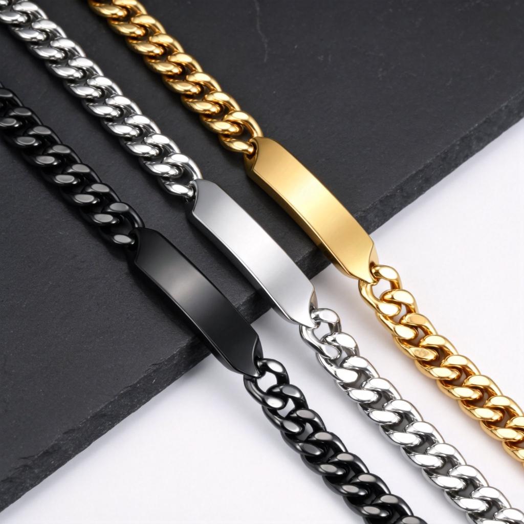 Bracciale Uomo Chunky Personalizzato Gratuito, Braccialetto a Catena Cubana in Acciaio Inossidabile, Gioielli Personalizzati per Papà Figlio