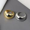 Silver Smooth Simple Elliptical shape Ring for Women Men Personality Wide Face Rings Jewelry
