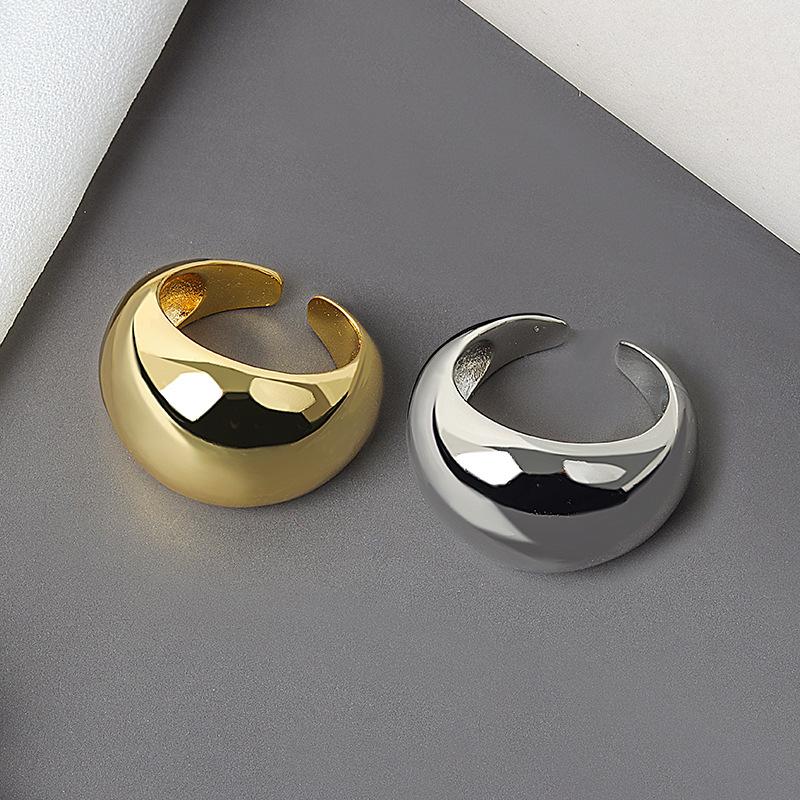 Silver Smooth Simple Elliptical shape Ring for Women Men Personality Wide Face Rings Jewelry