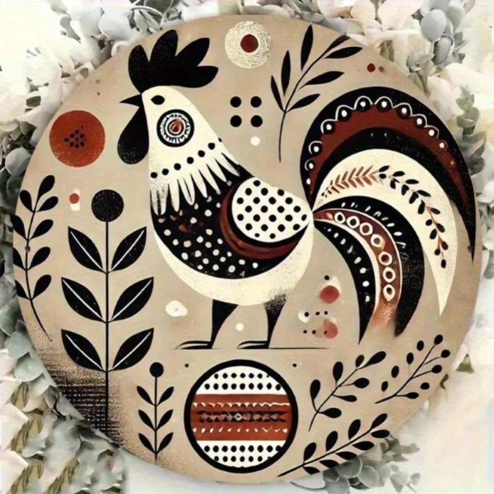 Décoration Murale Métallique Vintage Rétro Coq Coloré Signe en Fer Blanc Gaufré Maison