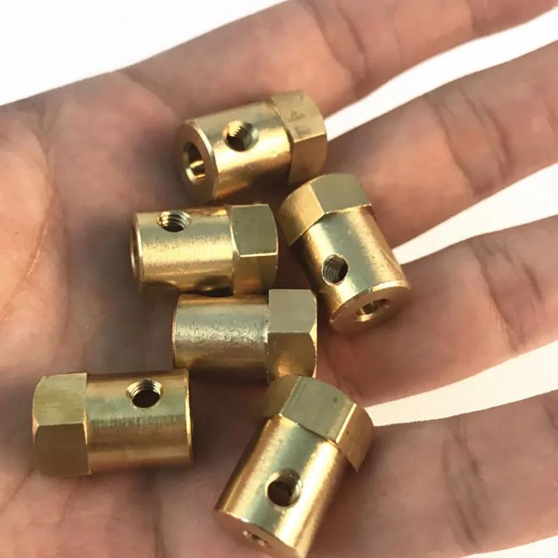 5Pcs Brass Hex Motor Drive Shaft Joint 2/3.17/3/4/5/6/7/8mm Transmission Coupling Coupler Connector For RC Model DIY
