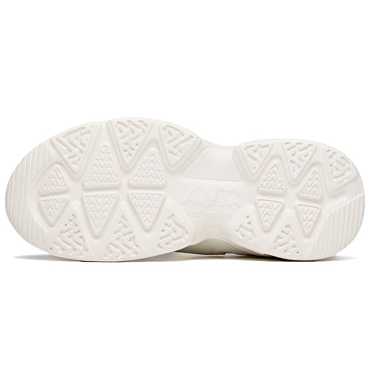 Anta Lifestyle Series Fabric Synthetic Leather Wear-Resistant Non-Slip Shock Absorbing Low-Top Dad Shoes Women Sneaker White Purple 122048881-1