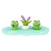 3Pcs Frog Figure with Pad Resin Frog Car Ornament Mini Green Plant Bonsai Pot Home Office Decor Car Interior Accessory