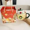 Kreativní vánoční keramický hrnek s jablkem, kávové hrnky s víčkem, hrnek na mléko a vodu, čajový hrnek s přáteli, vánoční dárkový balíček