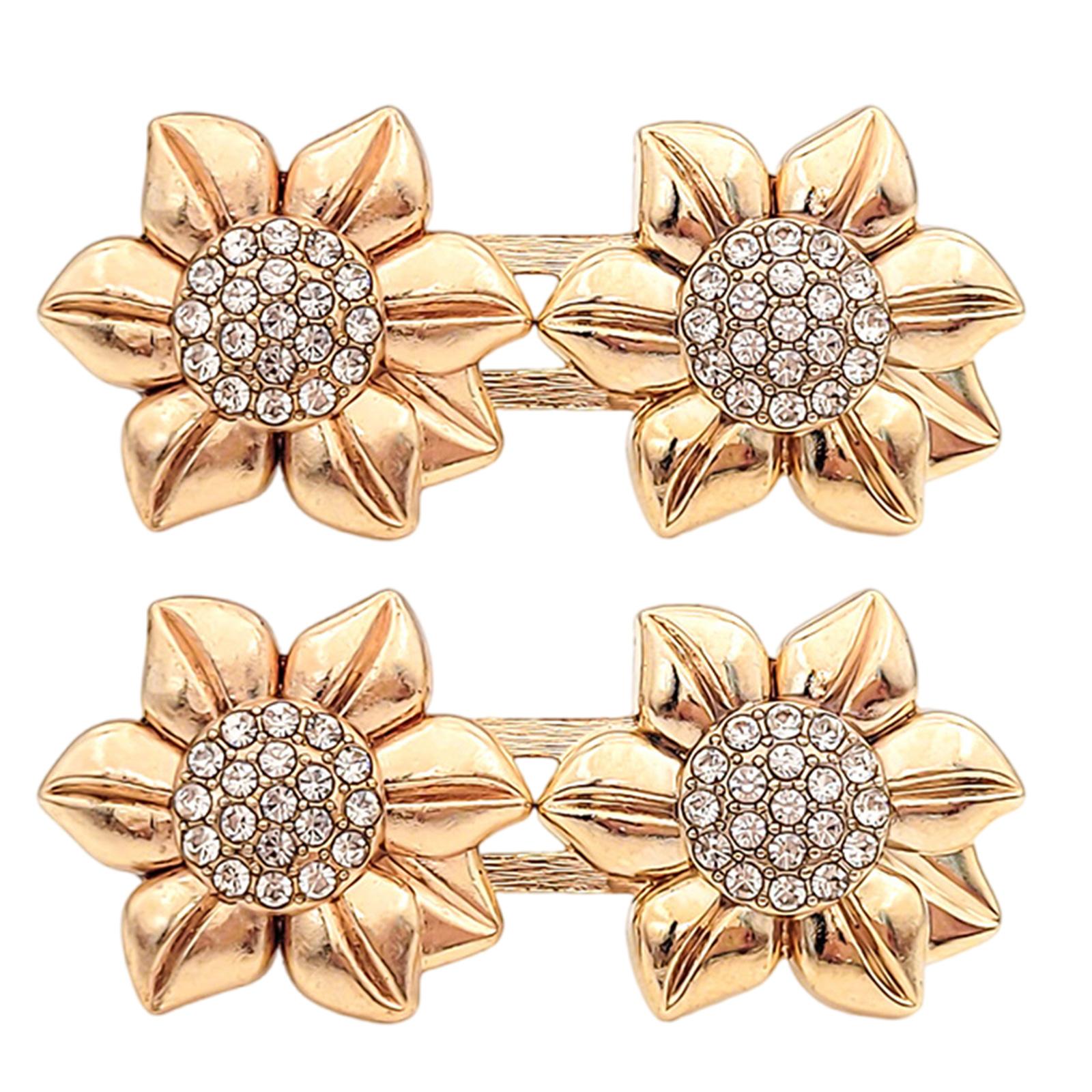 

Регулируемая застежка-кнопка, поясная пуговица с цветком из страз для джинсов, не требующая пришивания, аксессуар для одежды из сплава золотой