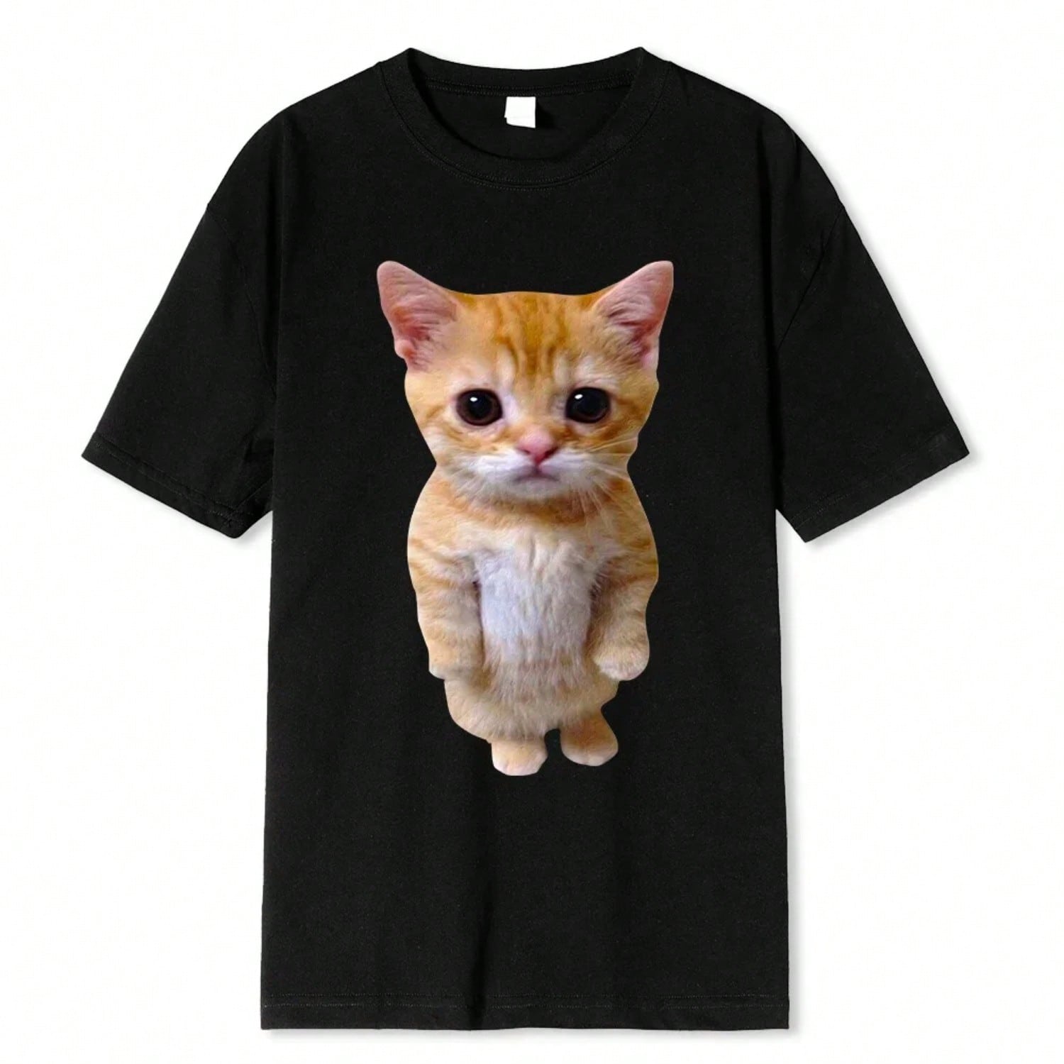 El Gato Meme Sad Crying Cat Munchkin Kitty Meme Graphic T-Shirt Fashion Short Sleeve Womes T-Shirts Oversized Streetwear S разноцветный