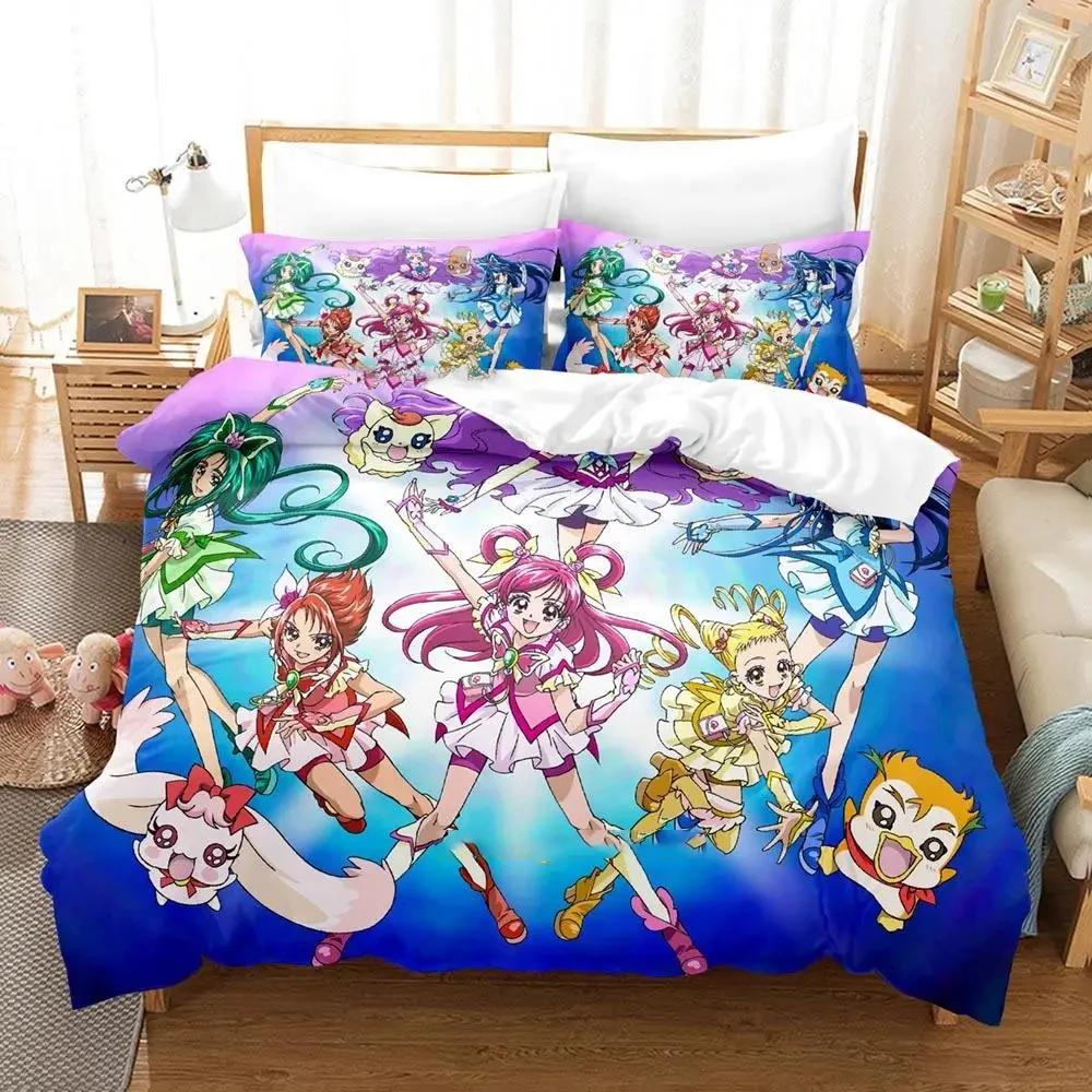 

Anime Pretty Cure Bedding Set Duvet Cover Bed Set Quilt Cover Pillowcase Comforter King Queen Size Boys Adult Bedding Set EU Single(135*200cm)3pcs