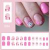 Easter Press On Nail Short Square False Nail with Rabbit Designs Spring Full Cover Glossy Acrylic Nail for Women
