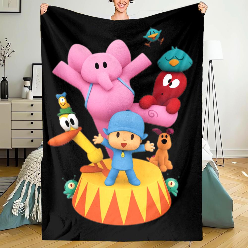 Pocoyo Theme Printed Blanket - Perfect for Couch, Bed, Travel & Outdoor Use | Machine Washable, Cozy & Durable.