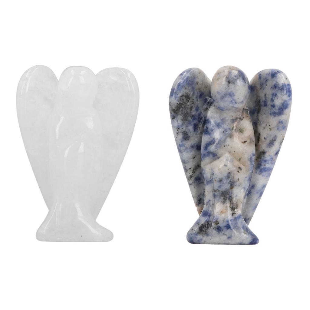Crystal Angel Figurine 2 Inch Guardian Angel Statue Soothe Mood Pocket Healing Stone