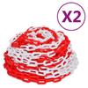 Warning Chains - vidaXL - 2 Pcs - Red and White - Plastic - 30 M