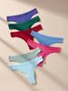 7 Stück Damen Strings Slips Baumwolle Gestreift Unterwäsche Sexy Unterhosen Einfarbiges Höschen Weiche G-Strings Damen Dessous Übergröße XS-XL