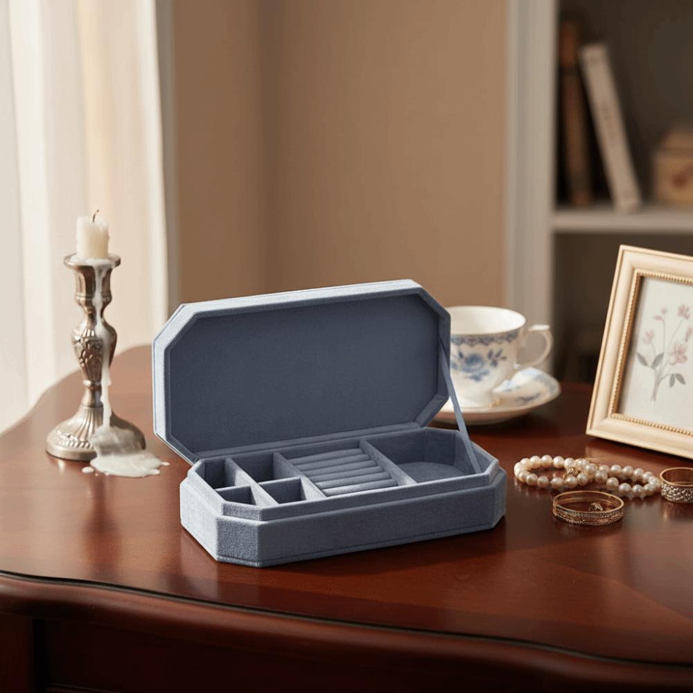 Rings Necklace Velvet Jewelry Holder Large Capacity Jewelry Storage Case Square Jewelry Box Gift